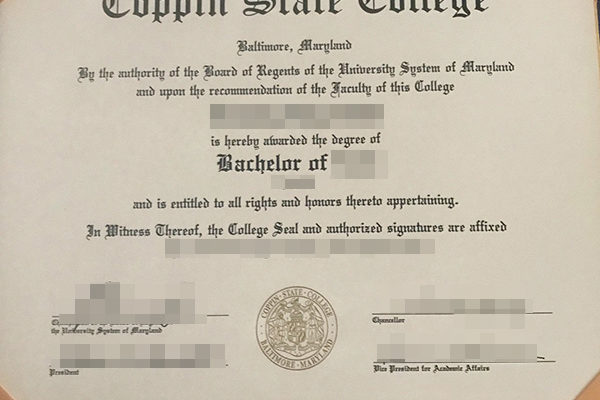 Coppin State College fake degree Example of Coppin State College fake degree Coppin State College 600x400